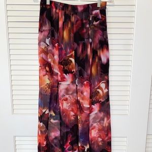 Bebe water color floral sheer wide leg pants
